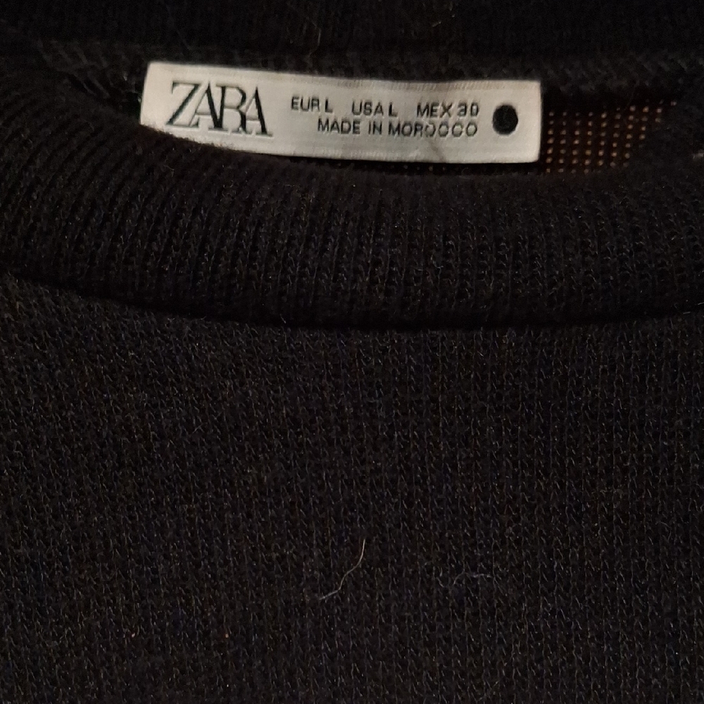 Zara Black and Cream Long Sleeve Top - Picture 2 of 2